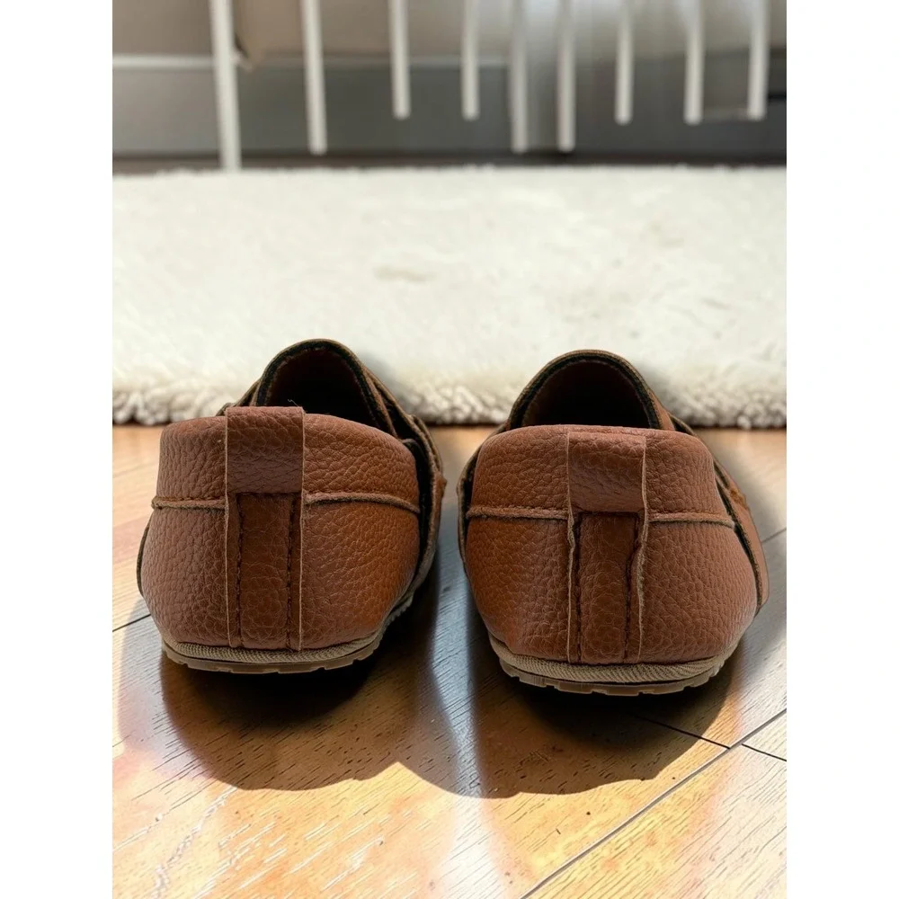 Lucky Love Baby Boys Tan Pebbled Faux Leather Horsebit Loafers Size 2